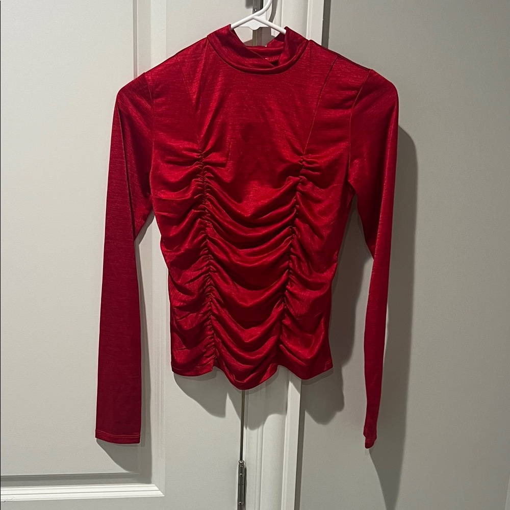 Guess Vibrant Red Ruched Blouse